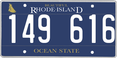 RI license plate 149616