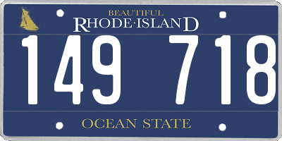 RI license plate 149718
