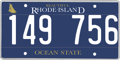 RI license plate 149756