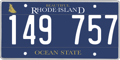 RI license plate 149757