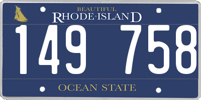RI license plate 149758