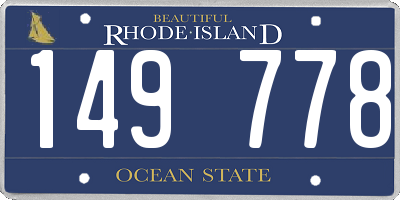 RI license plate 149778