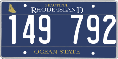 RI license plate 149792