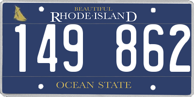 RI license plate 149862