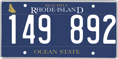 RI license plate 149892