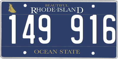 RI license plate 149916