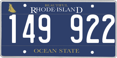 RI license plate 149922