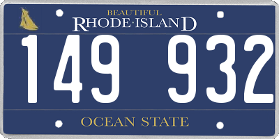 RI license plate 149932
