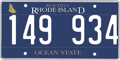 RI license plate 149934