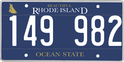 RI license plate 149982