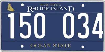 RI license plate 150034