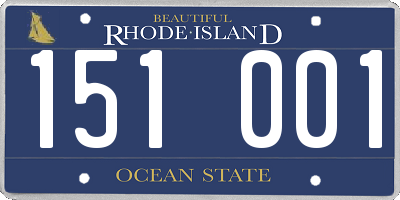 RI license plate 151001