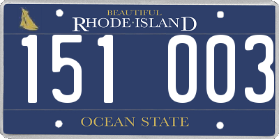 RI license plate 151003