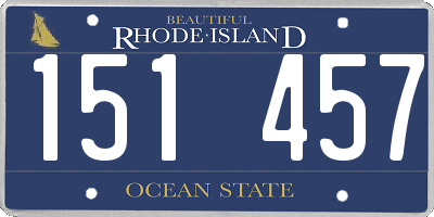 RI license plate 151457
