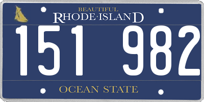 RI license plate 151982