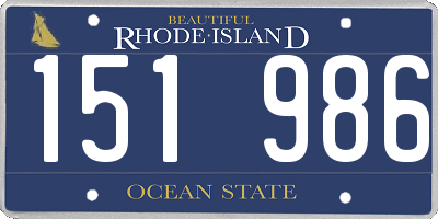 RI license plate 151986