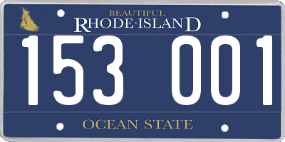 RI license plate 153001