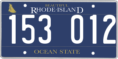 RI license plate 153012