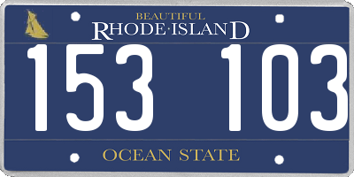 RI license plate 153103