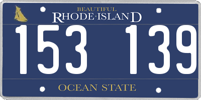 RI license plate 153139