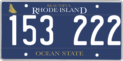 RI license plate 153222