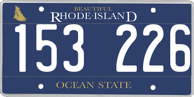 RI license plate 153226