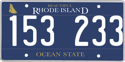 RI license plate 153233