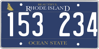 RI license plate 153234
