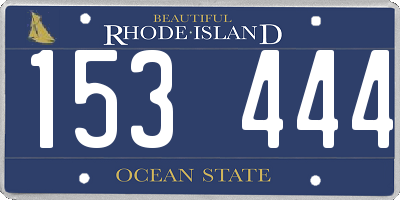 RI license plate 153444