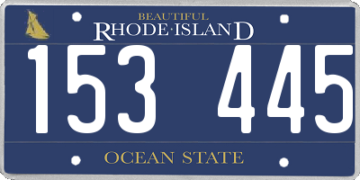 RI license plate 153445