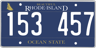 RI license plate 153457