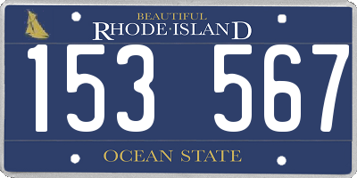 RI license plate 153567
