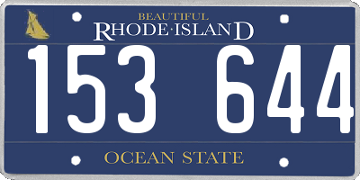 RI license plate 153644