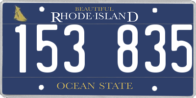 RI license plate 153835