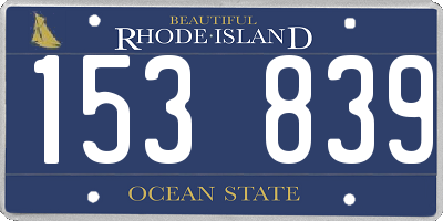 RI license plate 153839