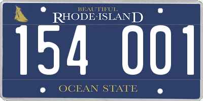 RI license plate 154001