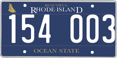 RI license plate 154003