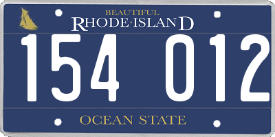 RI license plate 154012