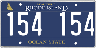 RI license plate 154154
