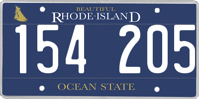 RI license plate 154205