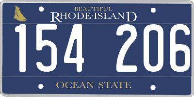 RI license plate 154206