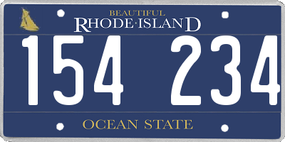 RI license plate 154234