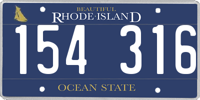 RI license plate 154316