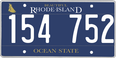 RI license plate 154752