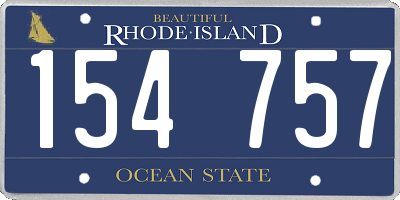 RI license plate 154757