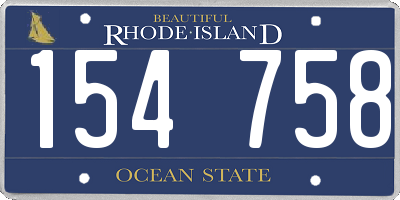 RI license plate 154758