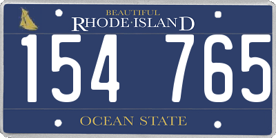 RI license plate 154765