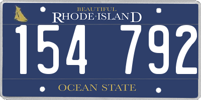 RI license plate 154792