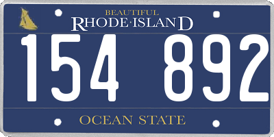 RI license plate 154892