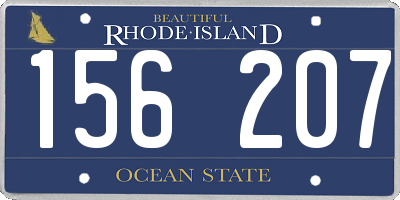 RI license plate 156207